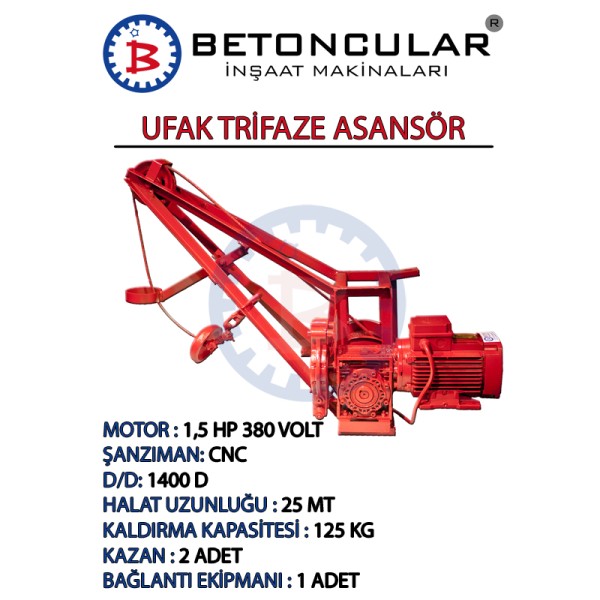 Ufak Trifaze Şanzımanlı Asansör Dam Vinci Ufak Trifaze Şanzımanlı Asansör Dam Vinci